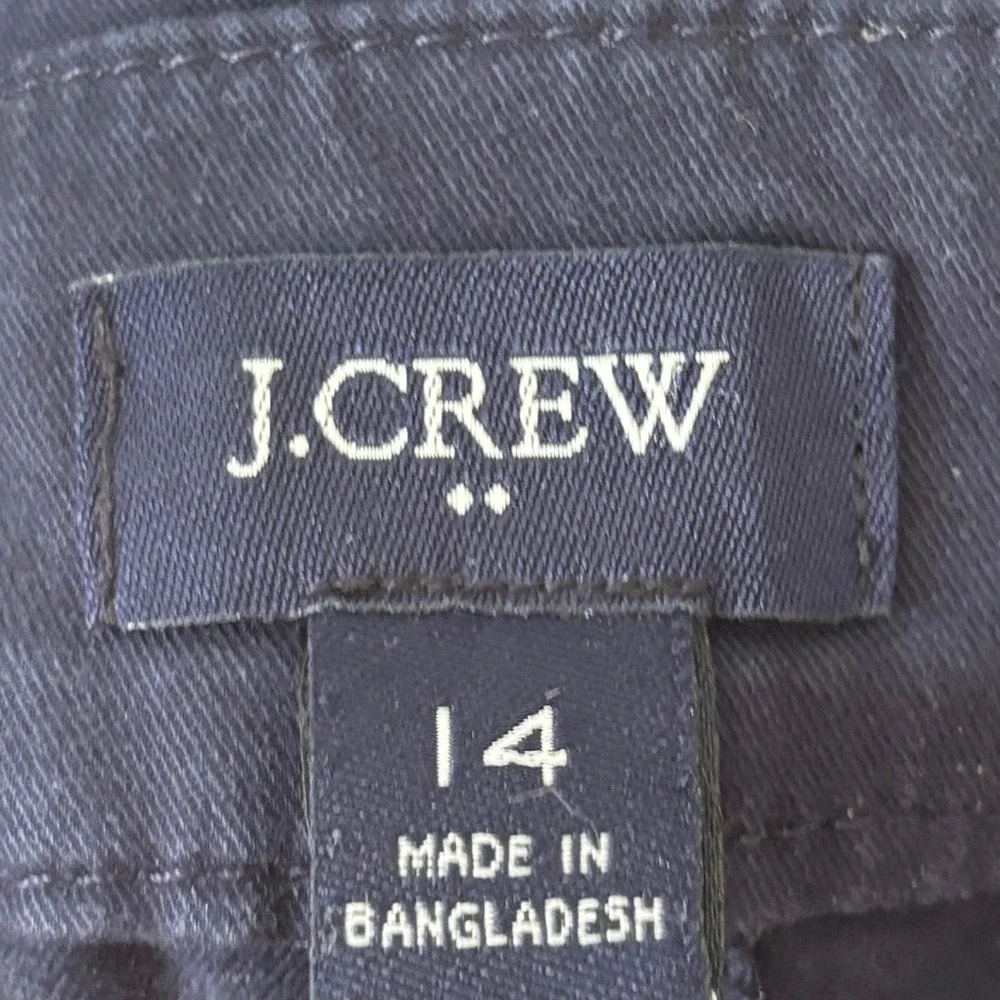 J.Crew Womens Navy Blue Stretch Cotton Chino Shorts Size 14 Mid Rise Casual
